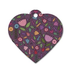 Floral Pattern Dog Tag Heart (one Side)