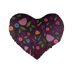 Floral Pattern Standard 16  Premium Heart Shape Cushions by Valentinaart