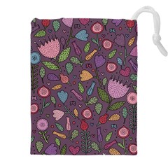 Floral Pattern Drawstring Pouch (5xl) by Valentinaart