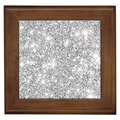 Silver And White Glitters Metallic Finish Party Texture Background Imitation Framed Tile by genx