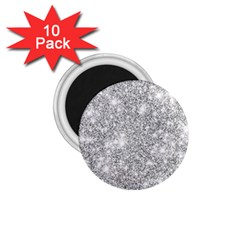 Silver And White Glitters Metallic Finish Party Texture Background Imitation 1 75  Magnets (10 Pack)  by genx