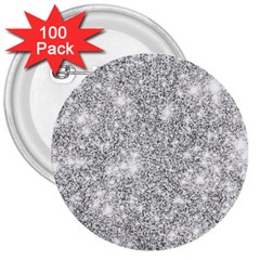 Silver And White Glitters Metallic Finish Party Texture Background Imitation 3  Buttons (100 Pack)  by genx