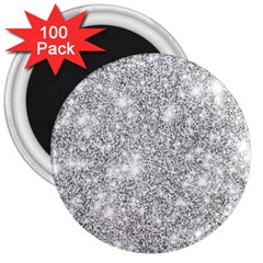 Silver And White Glitters Metallic Finish Party Texture Background Imitation 3  Magnets (100 Pack) by genx