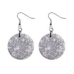 Silver And White Glitters Metallic Finish Party Texture Background Imitation Mini Button Earrings by genx