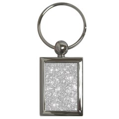 Silver And White Glitters Metallic Finish Party Texture Background Imitation Key Chain (rectangle) by genx