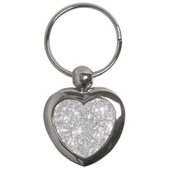 Silver And White Glitters Metallic Finish Party Texture Background Imitation Key Chain (heart) by genx