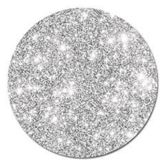 Silver And White Glitters Metallic Finish Party Texture Background Imitation Magnet 5  (round) by genx