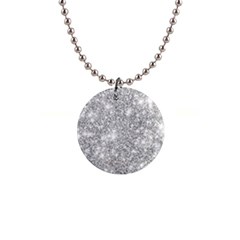 Silver And White Glitters Metallic Finish Party Texture Background Imitation 1  Button Necklace by genx