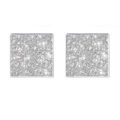 Silver And White Glitters Metallic Finish Party Texture Background Imitation Cufflinks (square) by genx