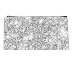 Silver And White Glitters Metallic Finish Party Texture Background Imitation Pencil Cases by genx