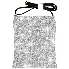 Silver and white Glitters metallic finish party texture background imitation Shoulder Sling Bag