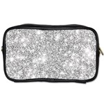 Silver and white Glitters metallic finish party texture background imitation Toiletries Bag (One Side) Front