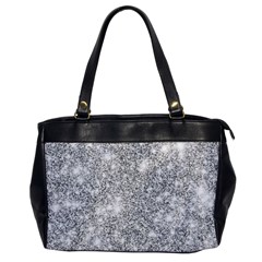 Silver And White Glitters Metallic Finish Party Texture Background Imitation Oversize Office Handbag by genx