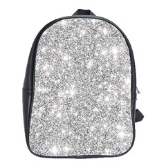 Silver And White Glitters Metallic Finish Party Texture Background Imitation School Bag (xl) by genx