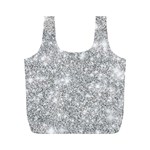 Silver and white Glitters metallic finish party texture background imitation Full Print Recycle Bag (M) Back