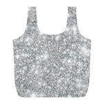 Silver and white Glitters metallic finish party texture background imitation Full Print Recycle Bag (L) Back