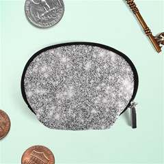 Silver And White Glitters Metallic Finish Party Texture Background Imitation Accessory Pouch (small) by genx