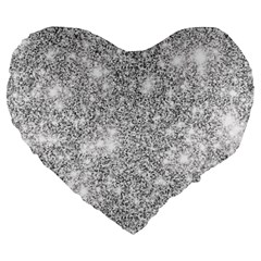 Silver and white Glitters metallic finish party texture background imitation Large 19  Premium Flano Heart Shape Cushions