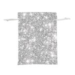 Silver and white Glitters metallic finish party texture background imitation Lightweight Drawstring Pouch (L) Front