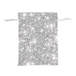 Silver and white Glitters metallic finish party texture background imitation Lightweight Drawstring Pouch (L) Back