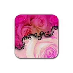 Decorative Elegant Roses Rubber Coaster (square)  by FantasyWorld7