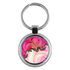 Decorative Elegant Roses Key Chain (round) by FantasyWorld7