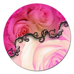 Decorative Elegant Roses Magnet 5  (round) by FantasyWorld7