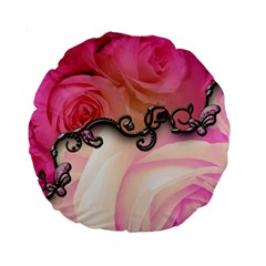 Decorative Elegant Roses Standard 15  Premium Round Cushions by FantasyWorld7