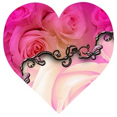 Decorative Elegant Roses Wooden Puzzle Heart by FantasyWorld7