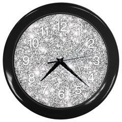 Silver And White Glitters Metallic Finish Party Texture Background Imitation Iphone 11 Pro Max Black Uv Print Case Wall Clock (black) by genx