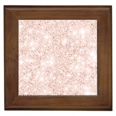 Rose Gold Pink Glitters Metallic Finish Party Texture Imitation Pattern Framed Tile by genx