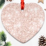 Rose Gold Pink Glitters metallic finish party texture imitation pattern Ornament (Heart) Front