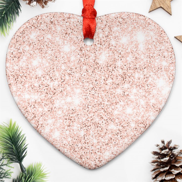 Rose Gold Pink Glitters metallic finish party texture imitation pattern Ornament (Heart)