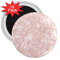 Rose Gold Pink Glitters Metallic Finish Party Texture Imitation Pattern 3  Magnets (10 Pack)  by genx