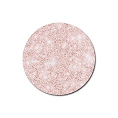 Rose Gold Pink Glitters Metallic Finish Party Texture Imitation Pattern Rubber Round Coaster (4 Pack)  by genx