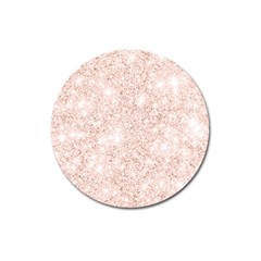 Rose Gold Pink Glitters Metallic Finish Party Texture Imitation Pattern Magnet 3  (round) by genx