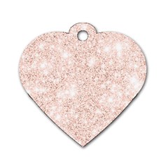 Rose Gold Pink Glitters Metallic Finish Party Texture Imitation Pattern Dog Tag Heart (one Side) by genx