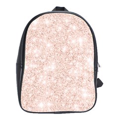 Rose Gold Pink Glitters Metallic Finish Party Texture Imitation Pattern School Bag (large) by genx