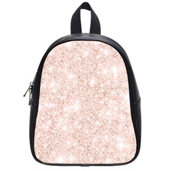 Rose Gold Pink Glitters Metallic Finish Party Texture Imitation Pattern School Bag (small) by genx