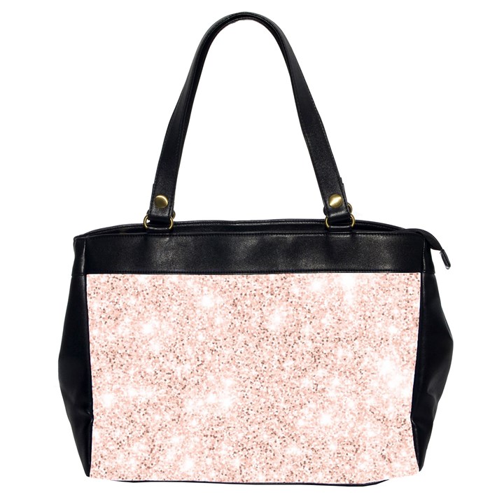 Rose Gold Pink Glitters metallic finish party texture imitation pattern Oversize Office Handbag (2 Sides)