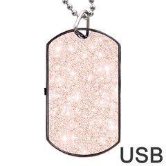 Rose Gold Pink Glitters Metallic Finish Party Texture Imitation Pattern Dog Tag Usb Flash (one Side) by genx