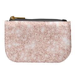 Rose Gold Pink Glitters Metallic Finish Party Texture Imitation Pattern Large Coin Purse by genx