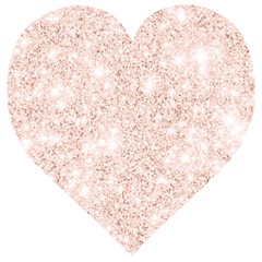 Rose Gold Pink Glitters Metallic Finish Party Texture Imitation Pattern Wooden Puzzle Heart by genx