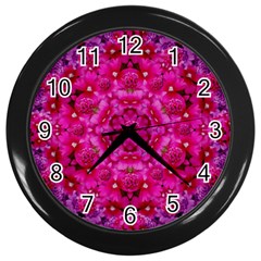 Flower Suprise To Love And Enjoy Wall Clock (black) by pepitasart