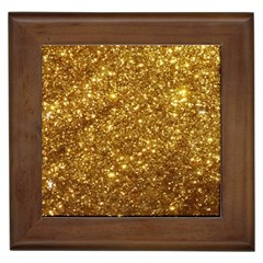 Gold Glitters Metallic Finish Party Texture Background Faux Shine Pattern Framed Tile by genx