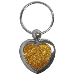 Gold Glitters Metallic Finish Party Texture Background Faux Shine Pattern Key Chain (heart) by genx