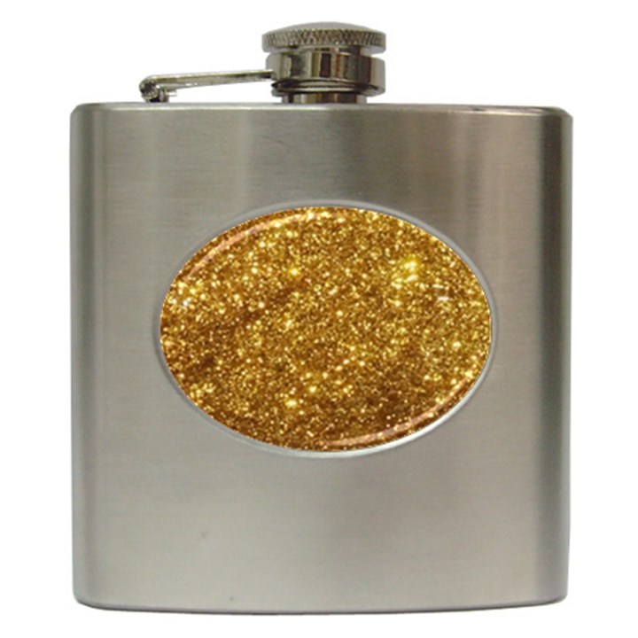 Gold Glitters metallic finish party texture background faux shine pattern Hip Flask (6 oz)