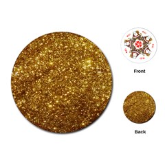 Gold Glitters Metallic Finish Party Texture Background Faux Shine Pattern Playing Cards Single Design (round) by genx