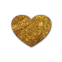 Gold Glitters Metallic Finish Party Texture Background Faux Shine Pattern Heart Coaster (4 Pack)  by genx