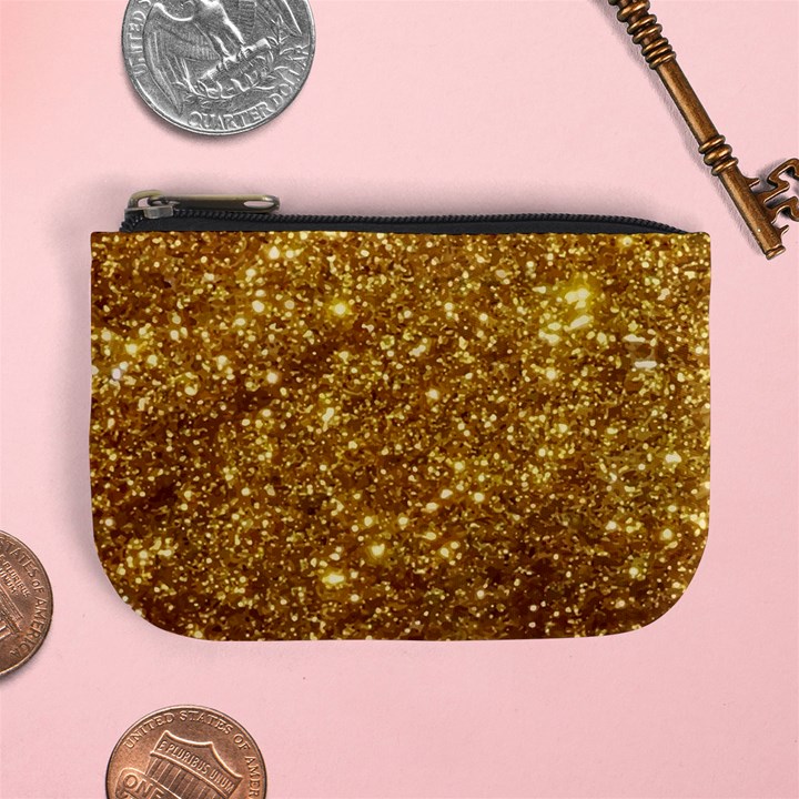 Gold Glitters metallic finish party texture background faux shine pattern Mini Coin Purse